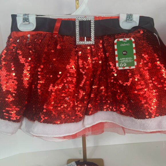 Claire’s Red Sequin Santa Skirt S/M– Holiday Party Christmas –New with Tags - Picture 7 of 8